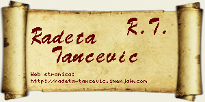Radeta Tančević vizit kartica